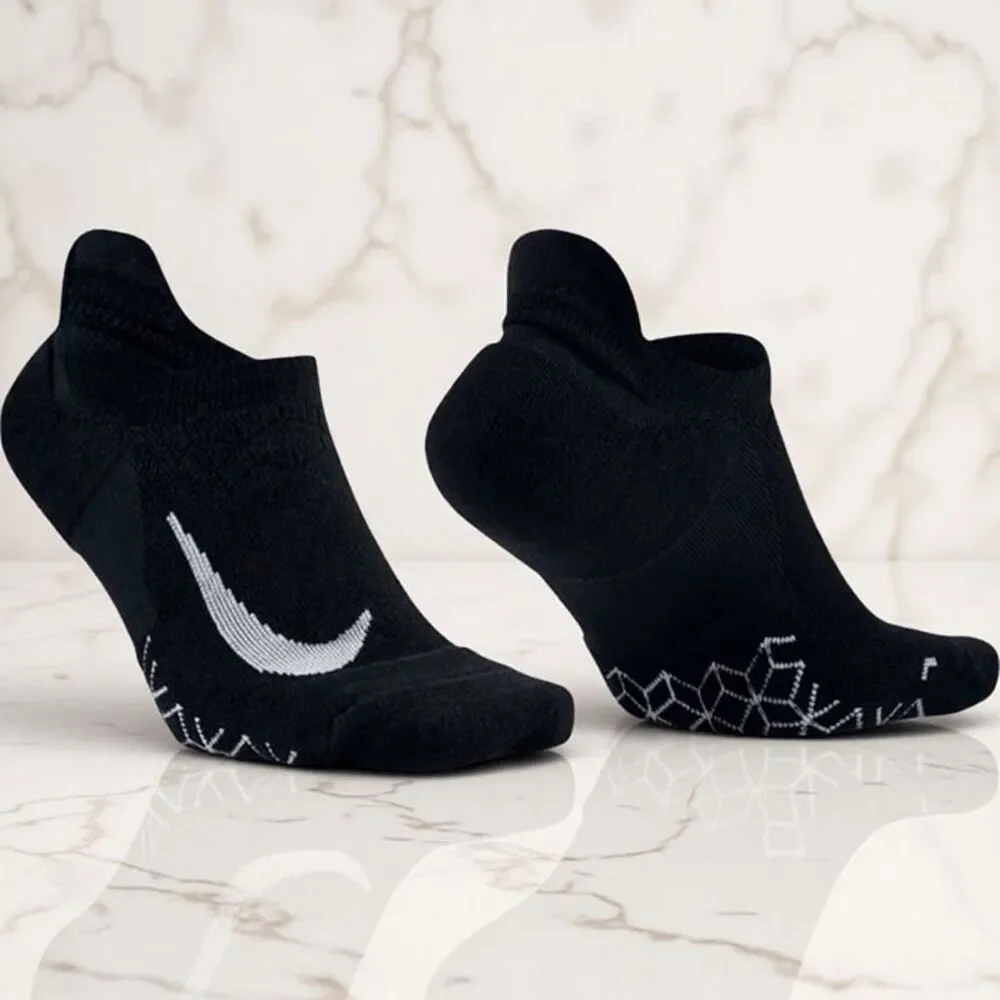 1 Pair Nike Dry Elite Cushioned No-Show Black Running Socks M: 6-7.5 | W: 7.5-9